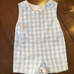 Blue and white Gingham romper for boys One Piece